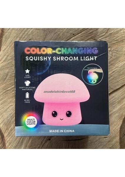 Pufuduk Mantar Lamba Oyuncak Silikonlu 8 Farklı LED Işıklı Lamba