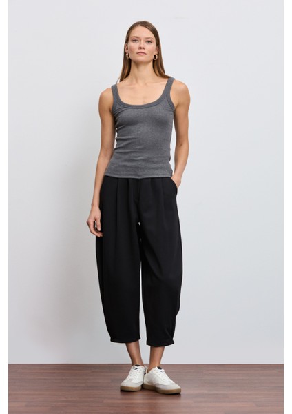 Yüksek Bel Slouchy Pileli Pantolon