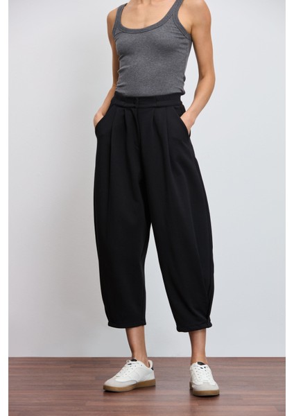 Yüksek Bel Slouchy Pileli Pantolon