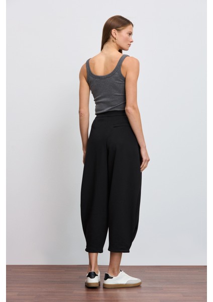Yüksek Bel Slouchy Pileli Pantolon