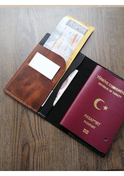 Hakiki Deri Pasaport Kılıfı Kişiye Özel Gerçek Deri Siyah Renk Isimli MP41 fiyatları