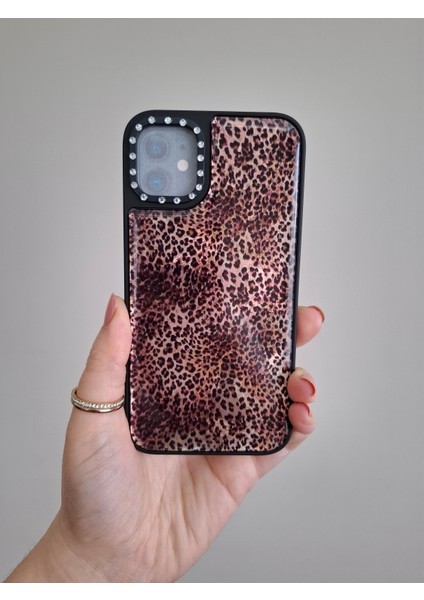 iPhone 11 Uyumlu Leopar Desenli Taşlı Kamera Çıkıntılı Kaliteli Lüks Kılıf fiyatları
