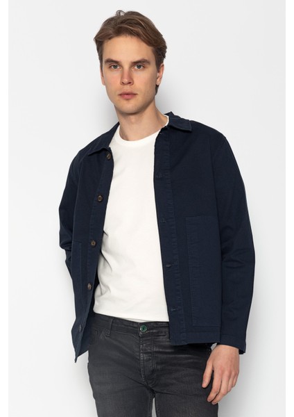 Erkek Regular Fıt %100 Cotton İnce Likralı Gabardın Spor Gömlek Ceket