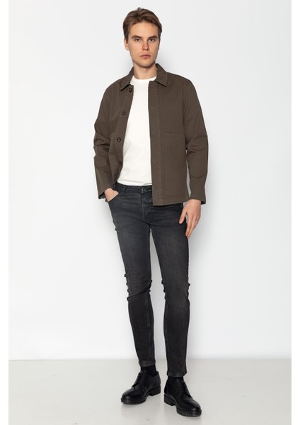 Erkek Regular Fıt %100 Cotton İnce Likralı Gabardın Spor Gömlek Ceket