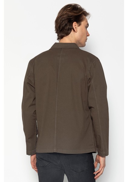 Erkek Regular Fıt %100 Cotton İnce Likralı Gabardın Spor Gömlek Ceket
