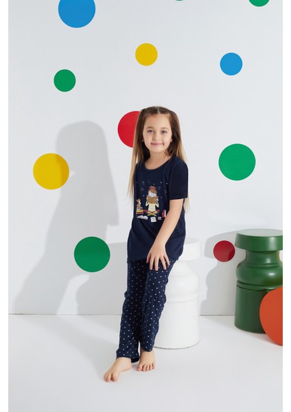 Anne Kız Kombin Desenli Viskon Kısa Kollu Pijama Takımı (Anne Kız Ayrı Satılır)