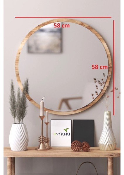 Dekoratik Yuvarlak Ayna 60 cm Çap Antre Hol Koridor Duvar Salon Mutfak Banyo Ofis Makyaj Aynası