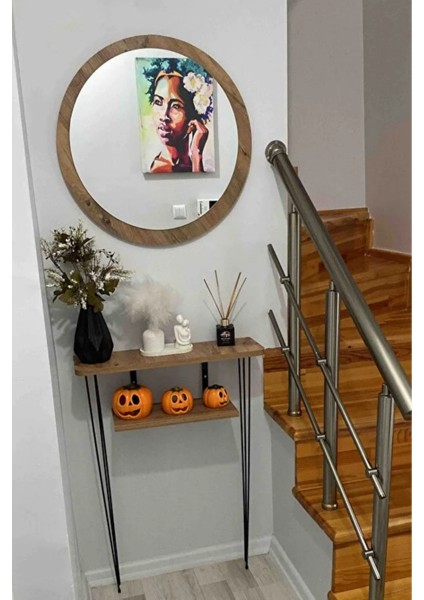Dekoratik Yuvarlak Ayna 60 cm Çap Antre Hol Koridor Duvar Salon Mutfak Banyo Ofis Makyaj Aynası