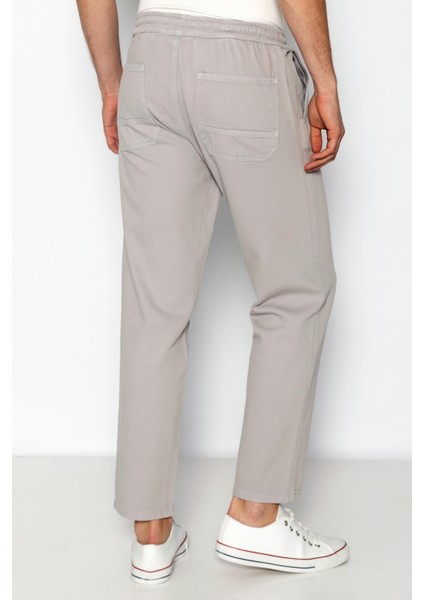 Erkek Beli Lastikli Ve Bağcıklı Gabardin Baggy Pantolon