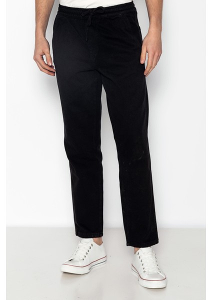 Erkek Beli Lastikli Ve Bağcıklı Gabardin Baggy Pantolon
