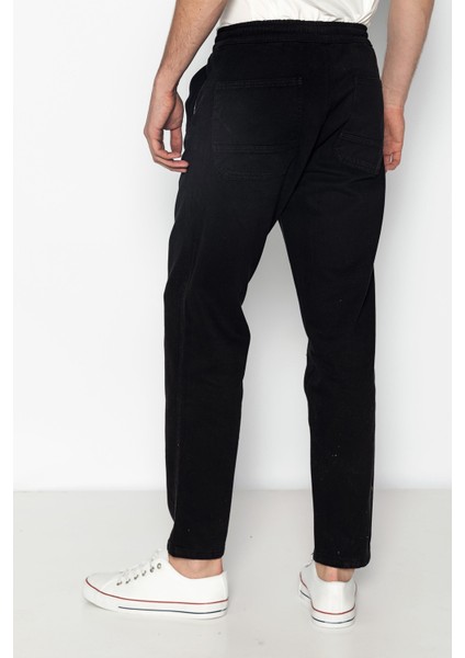 Erkek Beli Lastikli Ve Bağcıklı Gabardin Baggy Pantolon