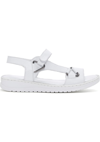 Kadın Beyaz Deri Comfort Sandalet 25SFD340518