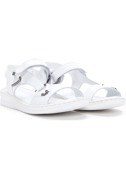 Kadın Beyaz Deri Comfort Sandalet 25SFD340518 modelleri