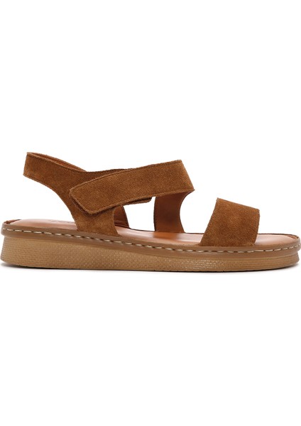 Kadın Taba Süet Deri Comfort Sandalet 25SFD340210