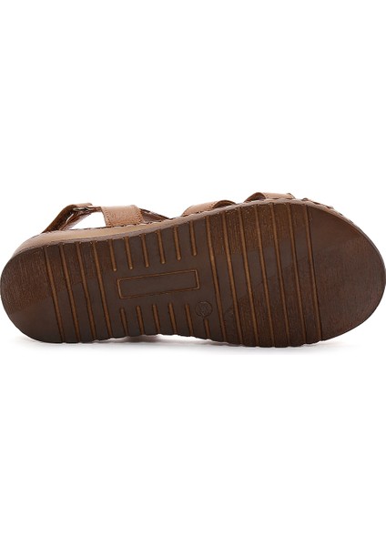 Kadın Taba Deri Comfort Sandalet 25SFD340418
