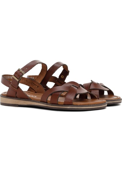 Kadın Kahverengi Deri Bodrum Sandalet 25SFD332118