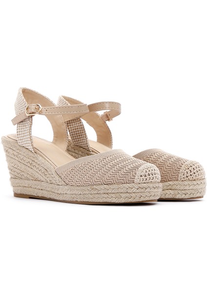 Kadın Bej Bilekten Bantlı Dolgu Topuklu Espadril 25SFE49126F