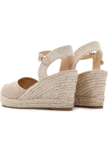 Kadın Bej Bilekten Bantlı Dolgu Topuklu Espadril 25SFE49126F