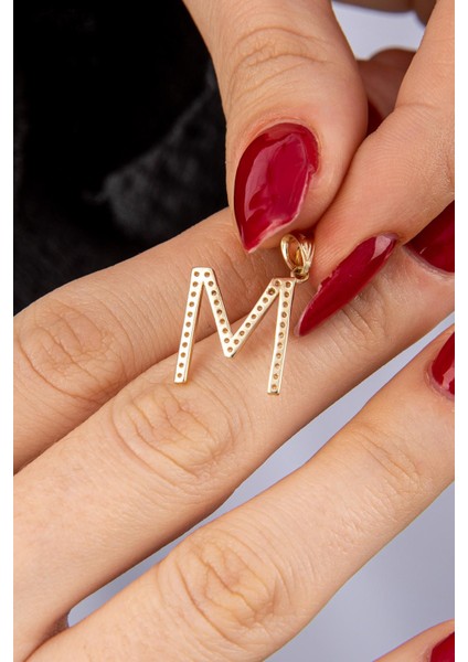 14 Ayar Altın Taşlı M Harf Kolye Ucu fiyatları