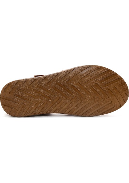 Kadın Taba Bilekten Bantlı Deri Comfort Sandalet 25SFD320618