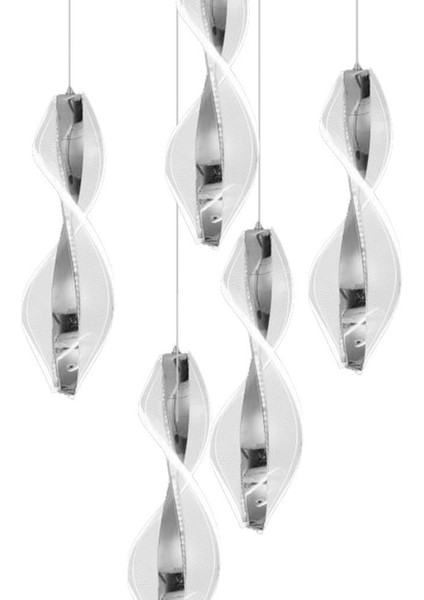 8091-4+1 5li Krom Sarkıt LED Avize(Beyaz Işık -Sarı Işık - Gün Işığı) modelleri