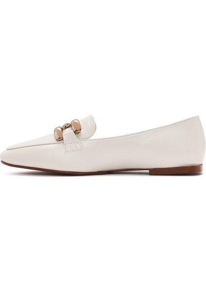 Kadın Beyaz Tokalı Maskülen Loafer 25SFE400418 fiyatları