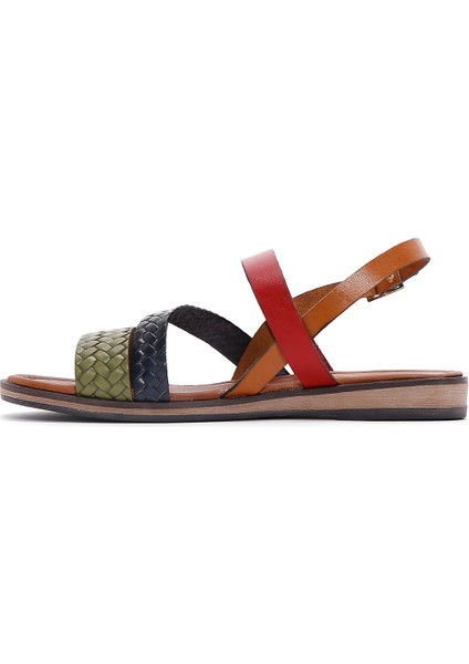 Kadın Çok Renkli Deri Bodrum Sandalet 25SFD331518