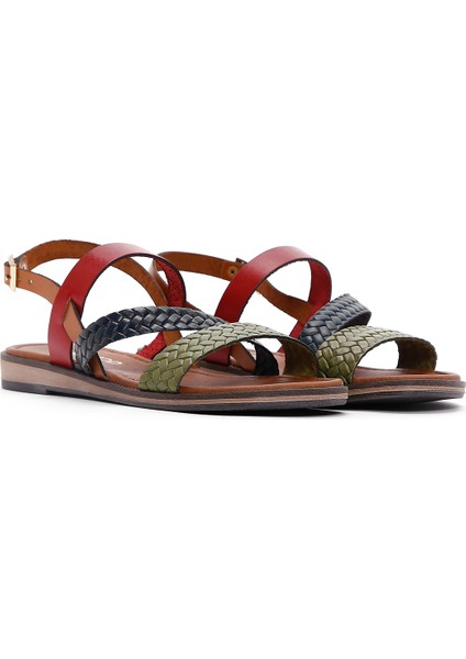 Kadın Çok Renkli Deri Bodrum Sandalet 25SFD331518