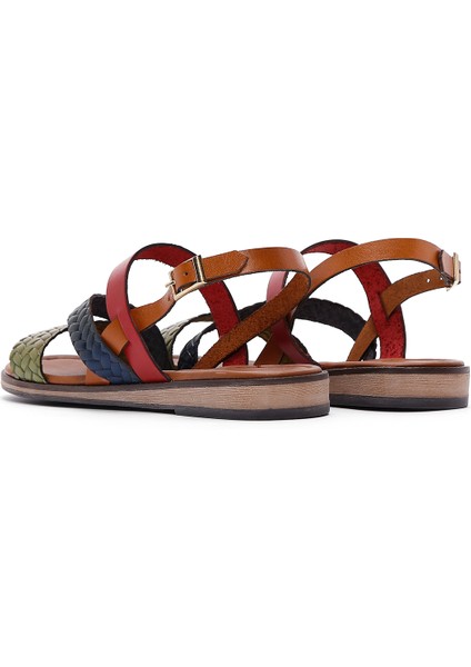 Kadın Çok Renkli Deri Bodrum Sandalet 25SFD331518