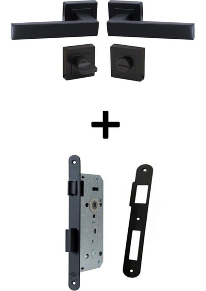 Kare Rozetli Kapı Kolu Wc-Banyo Siyah/metlox Sessiz 40 mm Wc-Banyo