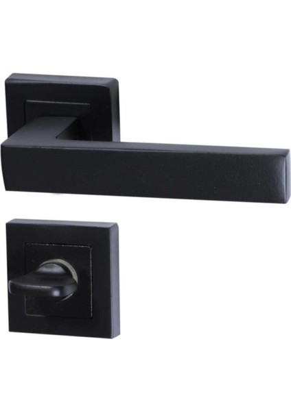 Kare Rozetli Kapı Kolu Wc-Banyo Siyah/metlox Sessiz 40 mm Wc-Banyo
