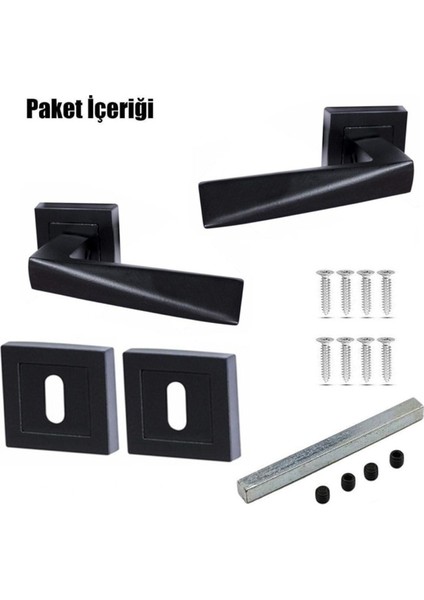 Prizma Siyah Rozetli Kapı Kolu Oda/sessiz 40 mm Oda Kapı Kilidi