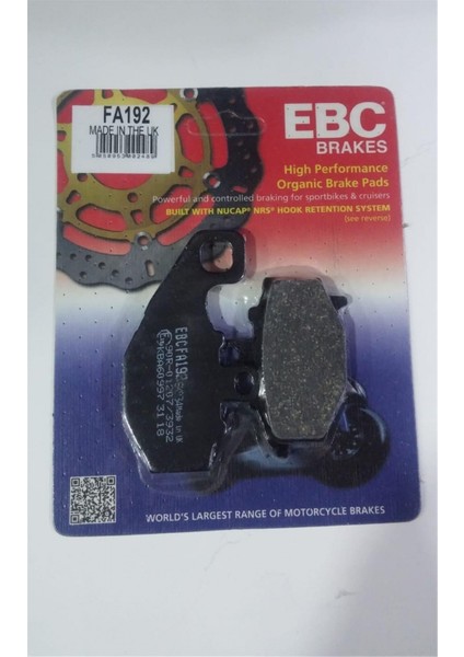 Fren Balatası Organik FA192 2011-2020 Kawasaki Z 1000 Sx Ark