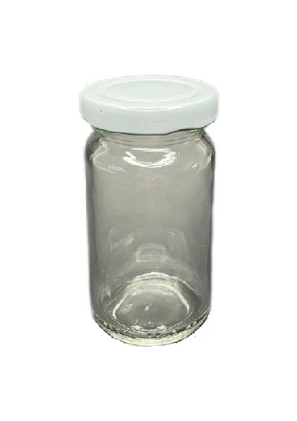 105 ml Şeffaf Cam Konserve Kavanozu Beyaz Kapaklı, 12 Adet
