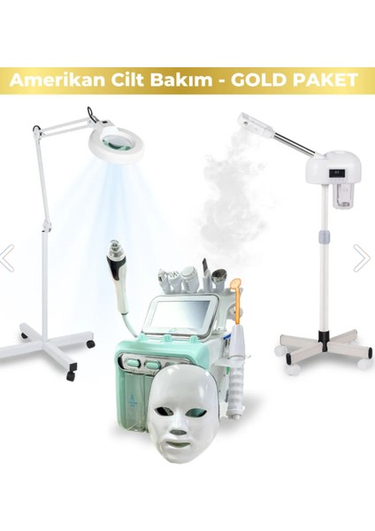 Psd Kozmetik Hydrafacial Pro8 (Büyük Motor) + Dijital Buhar + Metal Loop Işık (Amerikan Cilt Bakım Gold Paket)