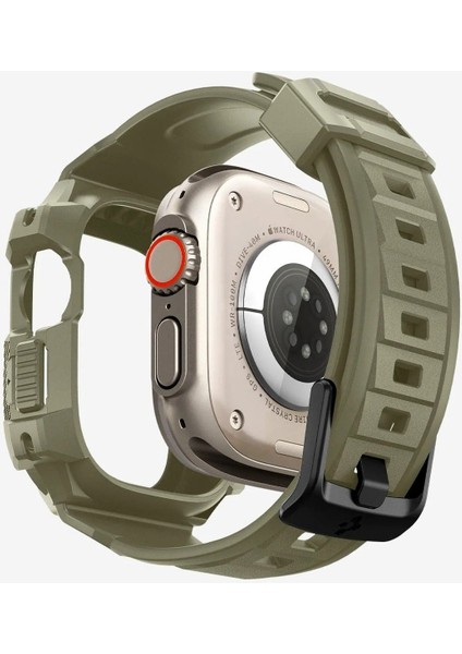 Apple Watch 49mm Ultra Seri 3/2/1 ile Uyumlu Kılıf & Kordon Kayış Rugged Armor Pro Vintage Khaki - ACS05915 modelleri
