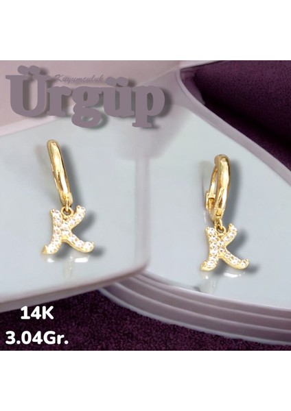 14 Ayar 3.04 Gram Altın K Harfi Küpe
