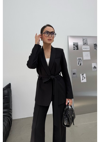Kadın Ikili Kuşaklı Blazer Ceket Pantolon Takım fiyatları