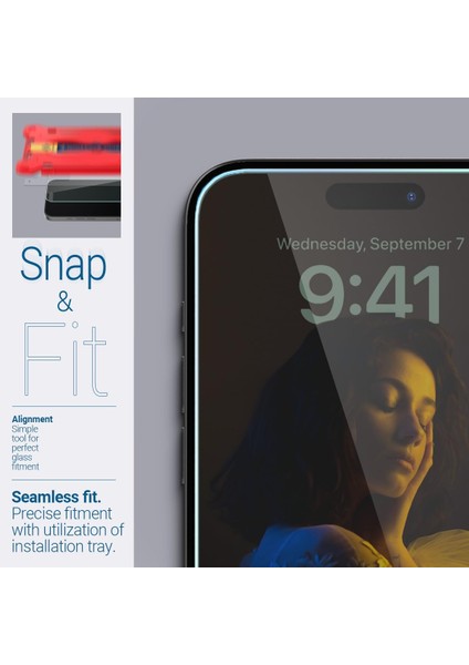 Caseology iPhone 16 Plus Cam Ekran Koruyucu Kolay Kurulum Snap Fit (2 Adet) - AGL07927