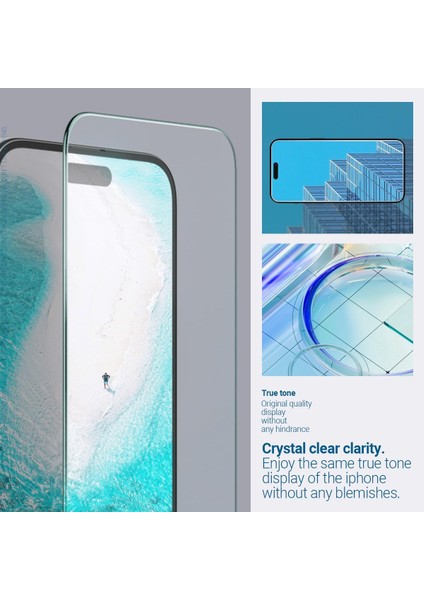 Caseology iPhone 16 Plus Cam Ekran Koruyucu Kolay Kurulum Snap Fit (2 Adet) - AGL07927