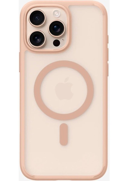 iPhone 16 Pro Max ile Uyumlu ince MagSafe Kılıf Ultra Hybrid T Force Kamera Butonu Sararma Karşıtı DuraClear™ Hava Kanalı Teknolojisi™ Askeri Sınıf Koruma MagFit Frost Rose Mat Kapak - ACS09069