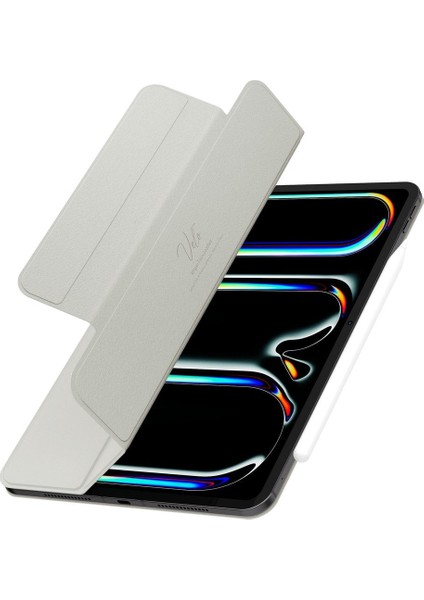 iPad Pro 11" (2024) Kılıf Air Skin Folio Onetap Metal Ring Magfit Gray - ACS06513