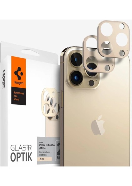 iPhone 13 Pro Max / 13 Pro Kamera Lens Camı Koruyucu GLAS.tR Optik (2 Adet) Gold - AGL04034