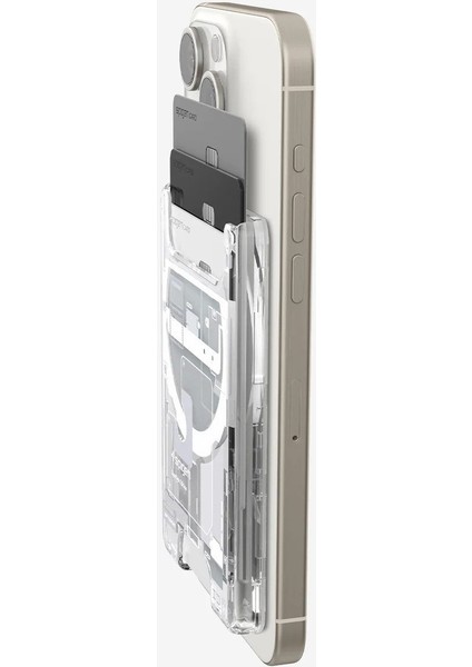 iPhone Için Magsafe Özellikli 3 Kartlı Manyetik Cüzdan Ultra Hybrid Zero One White - AFA07401