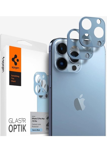 iPhone 13 Pro Max / 13 Pro Kamera Lens Camı Koruyucu GLAS.tR Optik (2 Adet) Sierra Blue - AGL04032