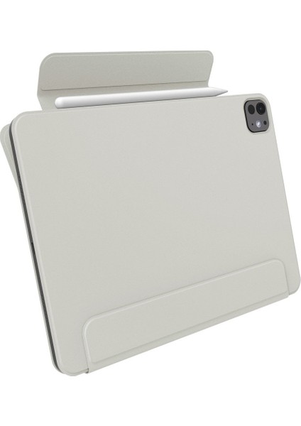 iPad Pro 13" (2024) Kılıf Air Skin Folio Onetap Metal Ring Magfit Gray - ACS06511