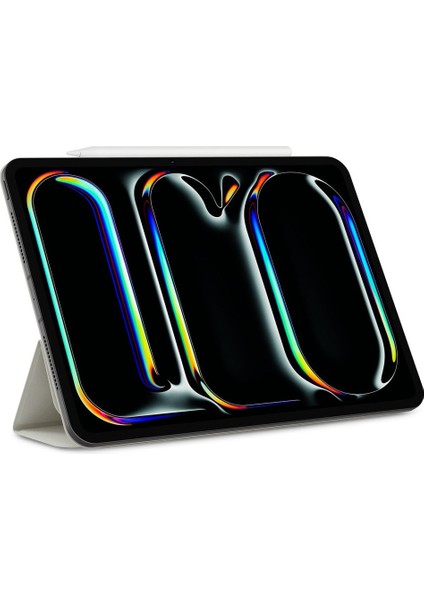 iPad Pro 13" (2024) Kılıf Air Skin Folio Onetap Metal Ring Magfit Gray - ACS06511
