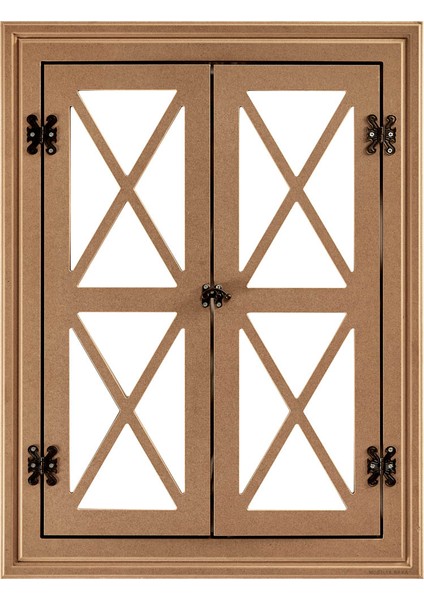 Doğankent Kapaklı Çapraz Ayna Cilasız Ham Ahşap