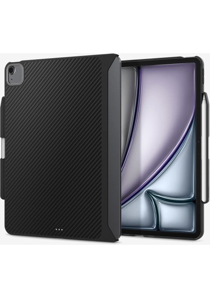 Apple iPad Air 13" M3 (2025) / M2 (2024) Kılıf Enzo Aramid OneTap Metal Ring MagFit Black - ACS07670