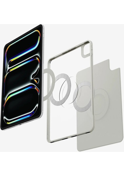 iPad Pro 11" (2024) Kılıf Air Skin Pro Onetap Metal Ring Magfit Gray - ACS08490